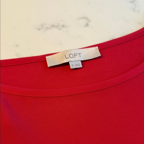 LOFT Red Ruffle Blouse - Picture 2 of 6